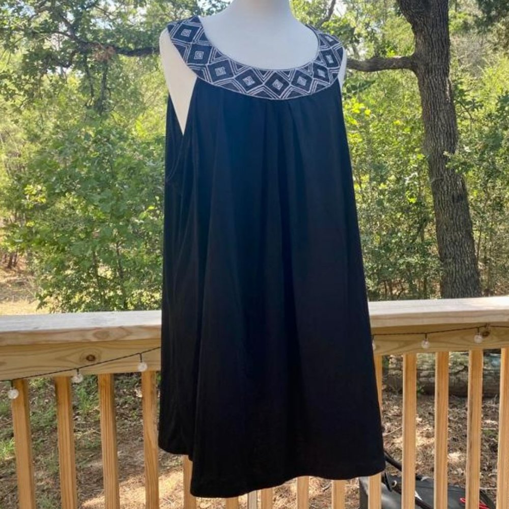 Dottie 1X black/silver Collared Sleeveless Tunic